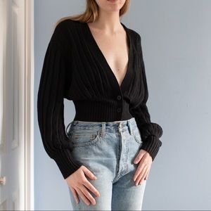 Aritzia Wilfred Thais Black Plunge Front Cardigan